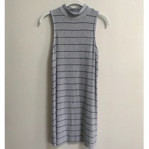Splendid Grey Mock Turtleneck Sleeveless Striped Dress Size XS